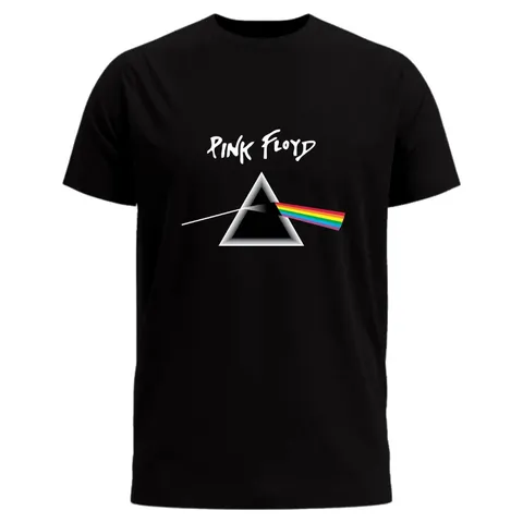 Camiseta Preta Rock Pink Floyd Prisma Personalizado Malha Leve pink