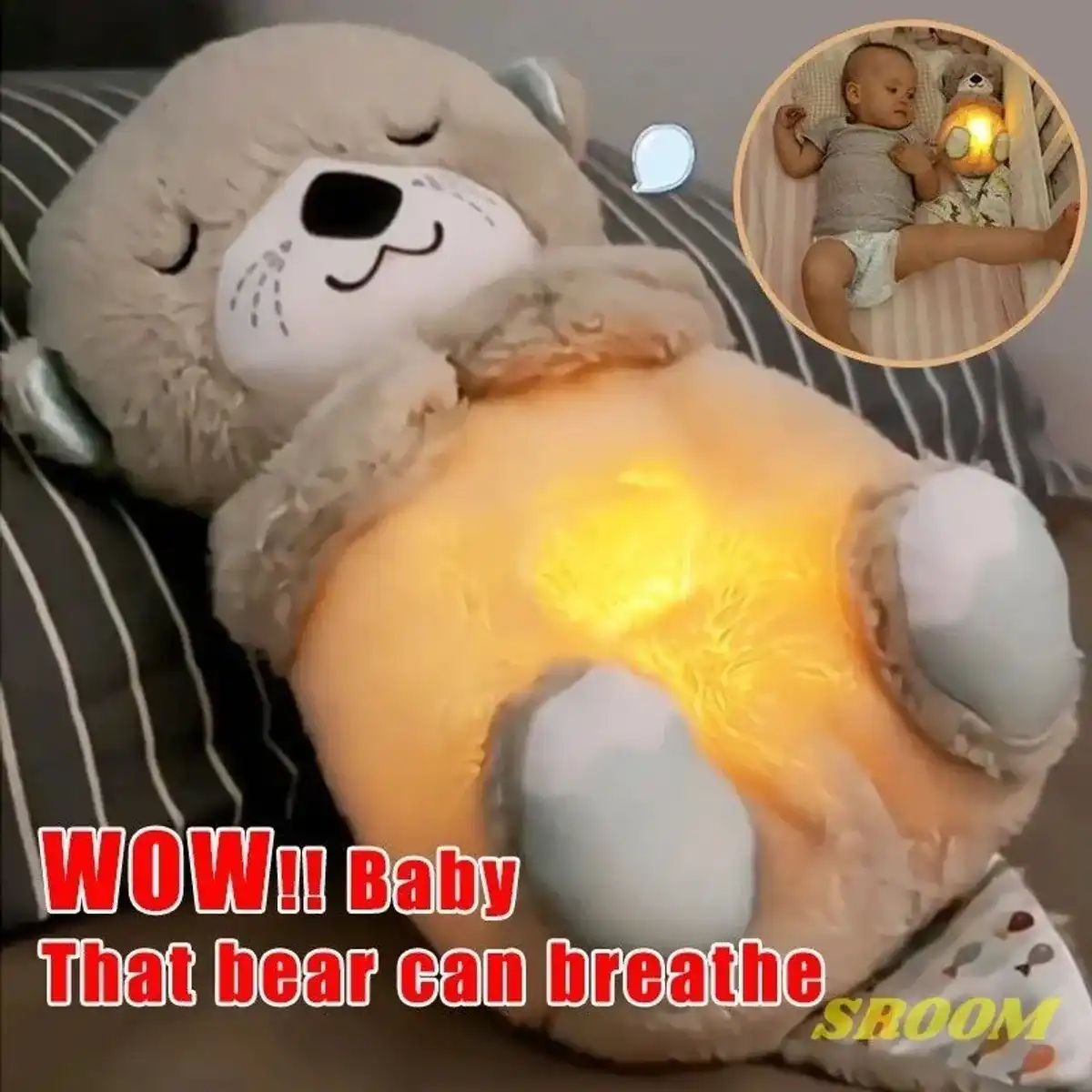 Respiração urso bebê calmante lontra boneca de pelúcia brinquedo do bebê crianças calmante música bebê dormir