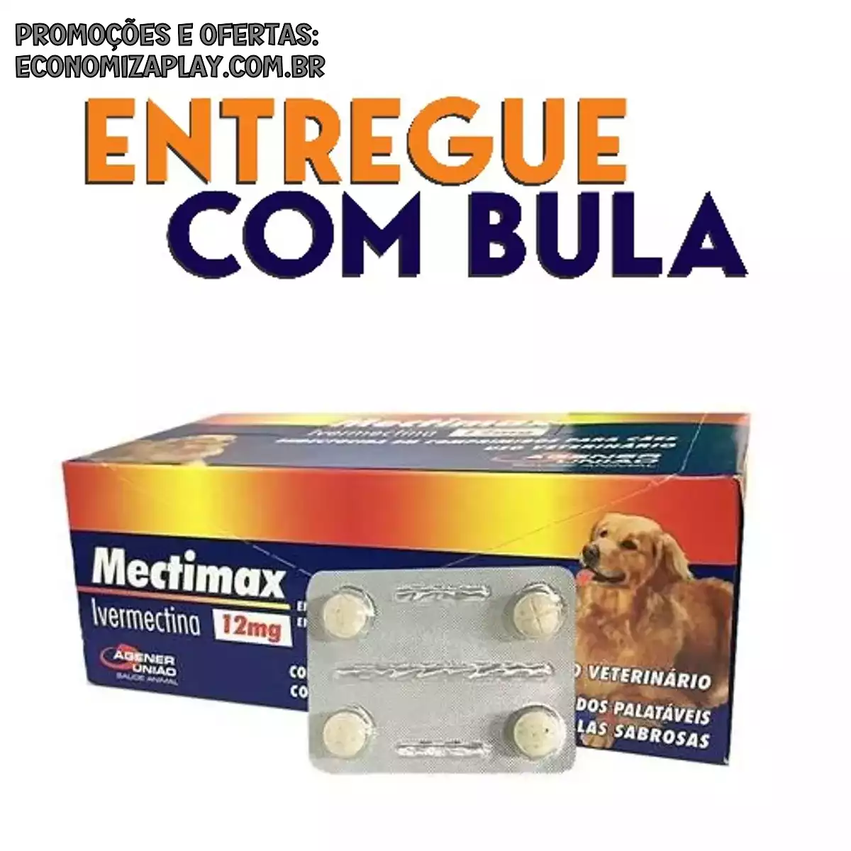 Mectimax 12mg 5 Blísteres C 4 Comprimidos Tratamento da Sarna P Cães