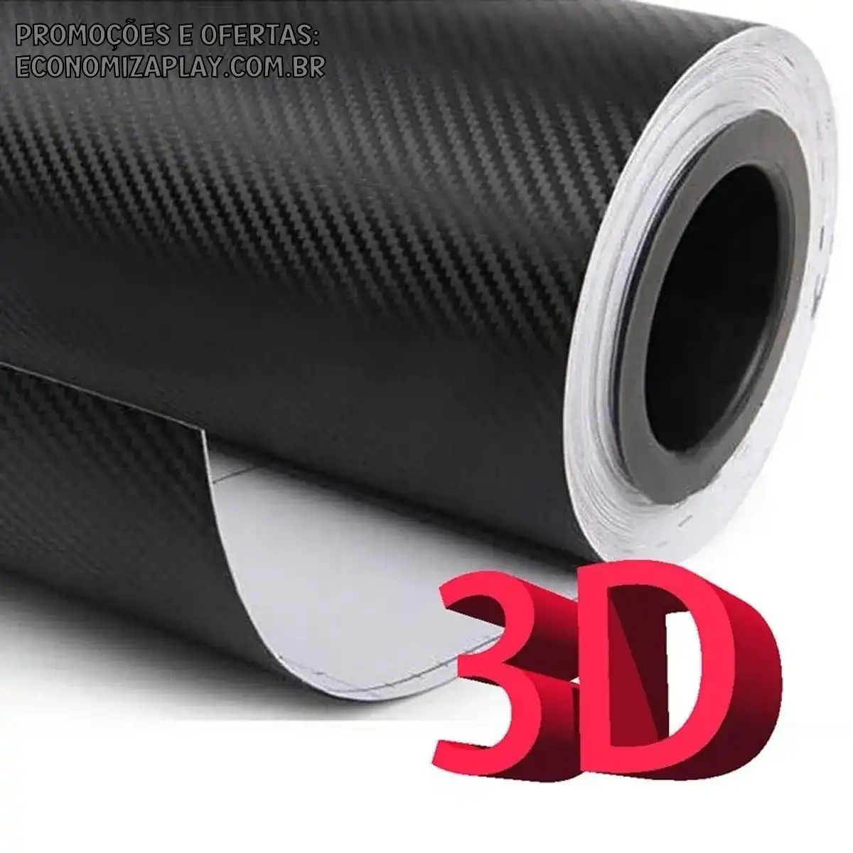Adesivo Envelopamento Automotivo Fibra de Carbono 3D Preto