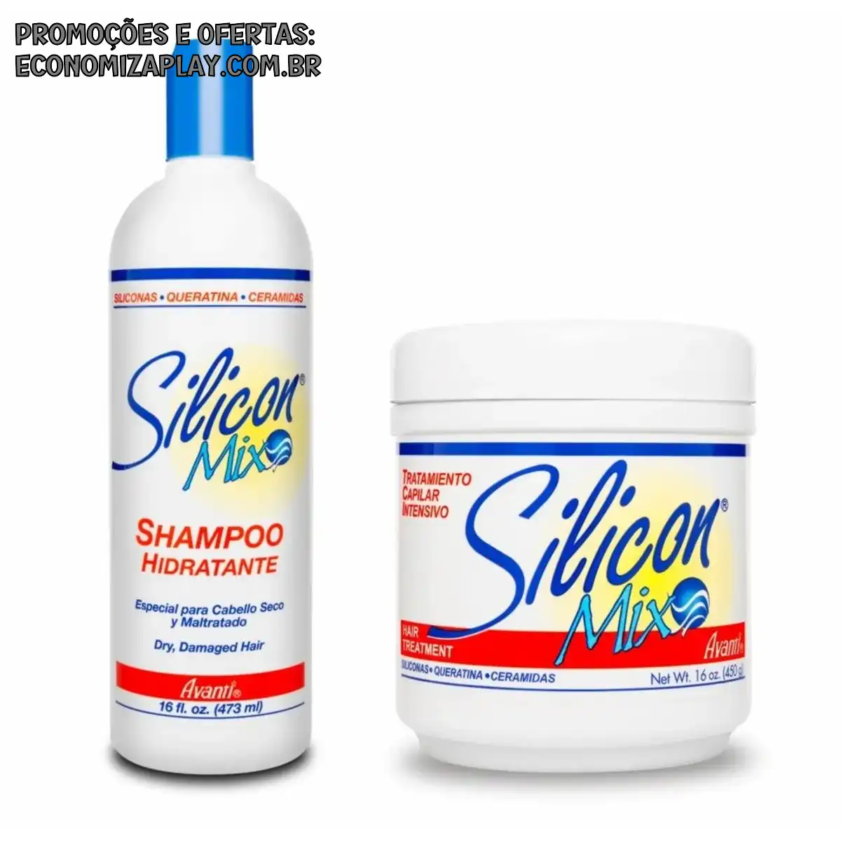 Kit Silicon Mix Avanti Shampoo Hidratante 473ml Máscara Silicon Mix Avanti 450g
