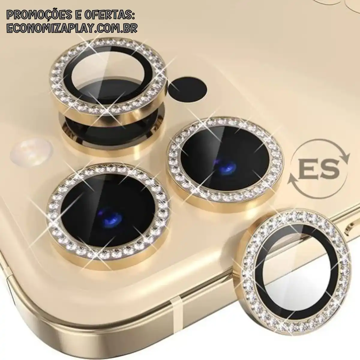 Kit 02X Pelicula Lente Camera Brilho Diamante Para iPhone 13 13 Mini Charme Beleza e Protecao