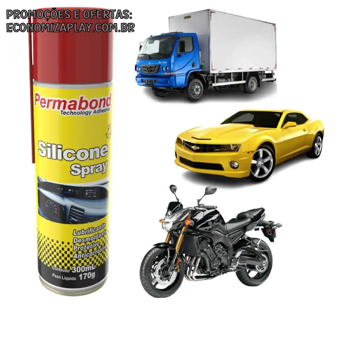 Silicone Spray 300ml TuttiFrutti Painel Banco Borracha Carro Moto Caminhão Conservação Limpeza e Brilho