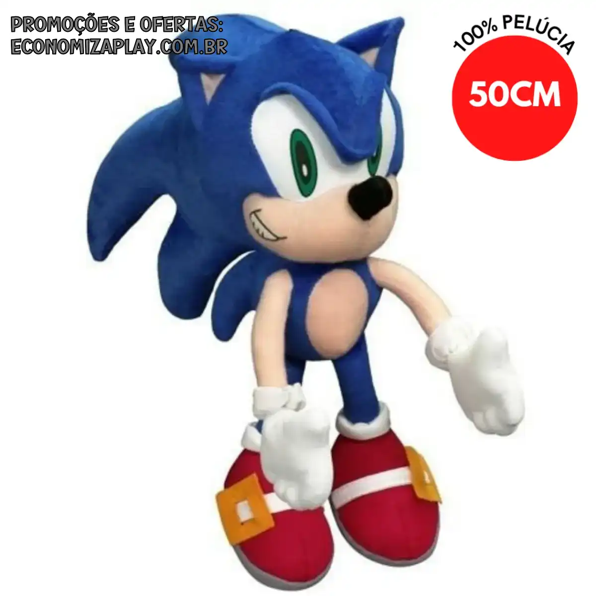 Boneco Infantil Pelúcia Sonic Original 50cm Grande Envio Imediato
