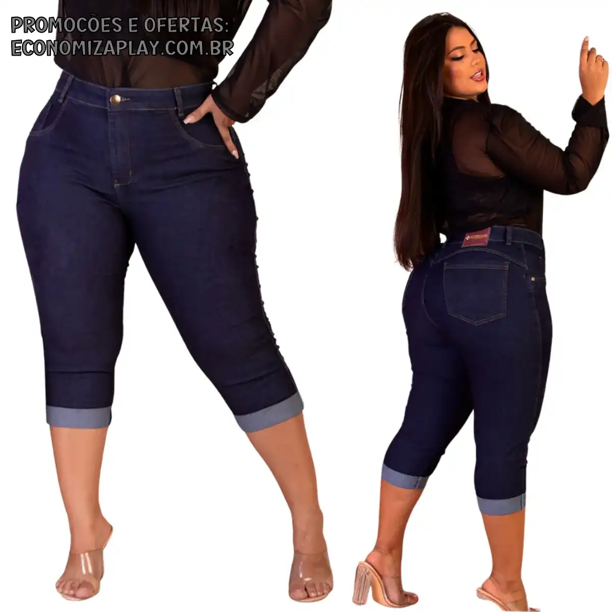 Calça jeans skinny feminino plus size com elastano cintura alta empina bumbum qualidade premium