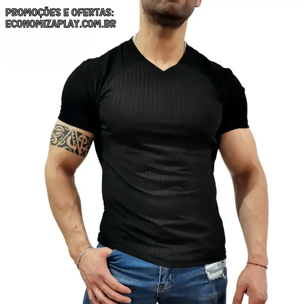 Camiseta Slim Fit Blusa Premium Masculina Canelado Tendencia Manga Curta
