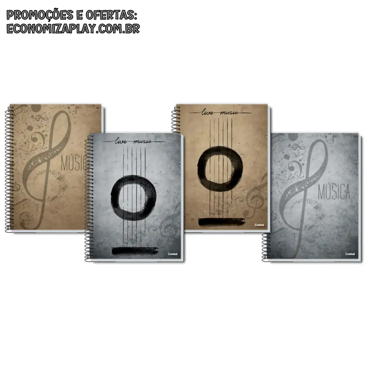 Caderno de Música Universitário Pautado Capa Dura 96 folhas Credeal