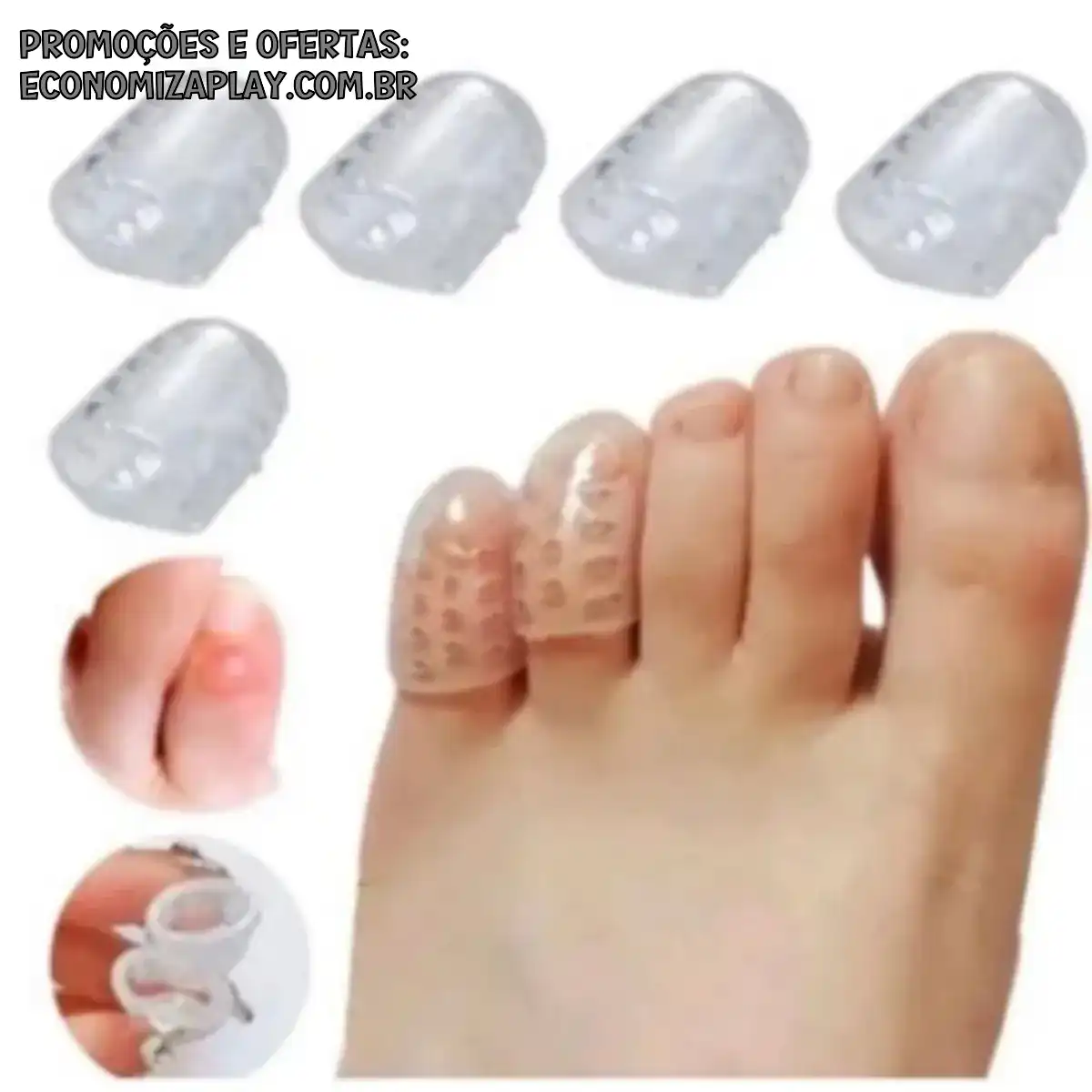 2 Protetor de Dedo de Pé Silicone Respirável Ajustável Dedeiras Anti Calos Unhas Joanete Sapatos dos Pés