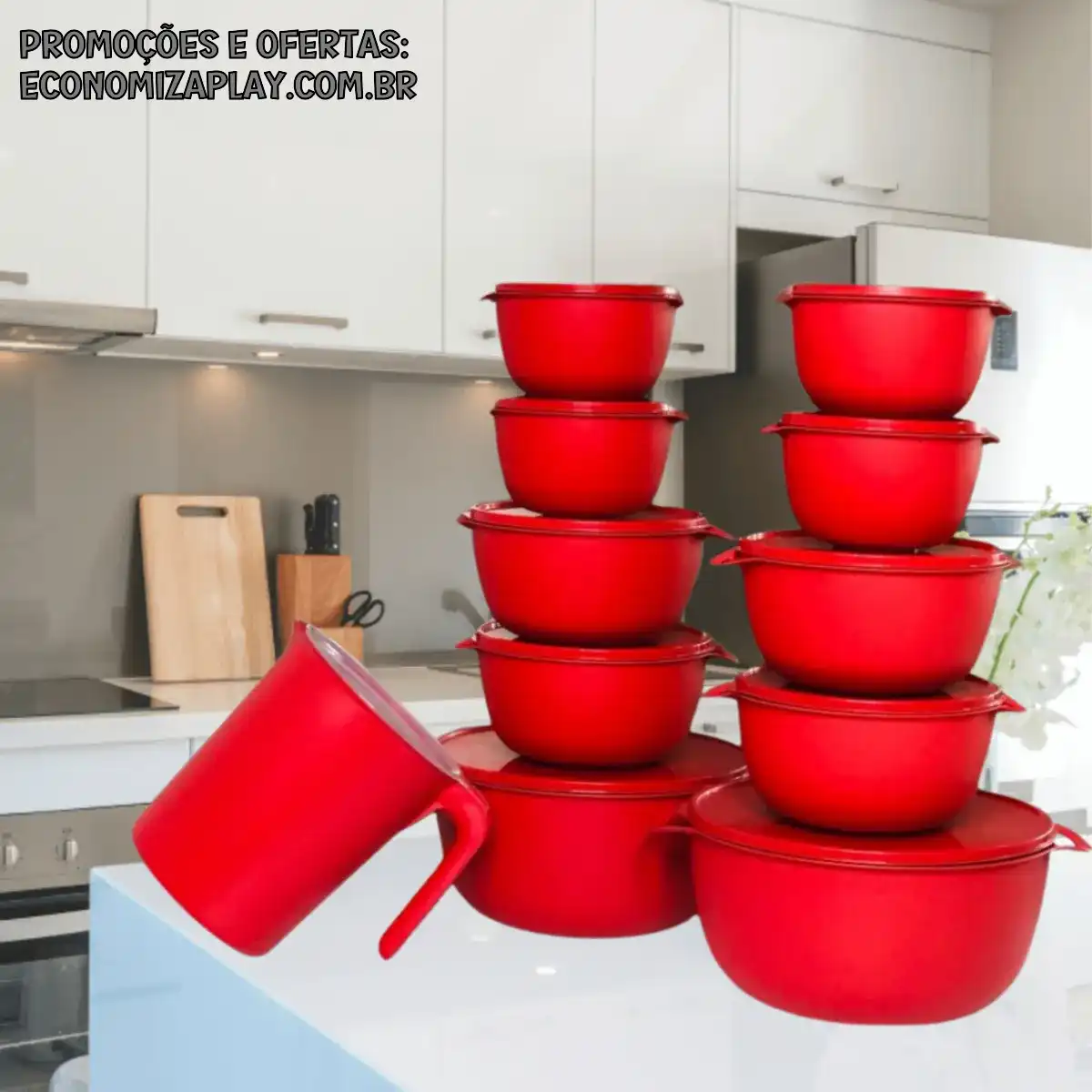 Kit Potes 10 Bowl Jarra Cozinha Saladeira Pote Marmitas