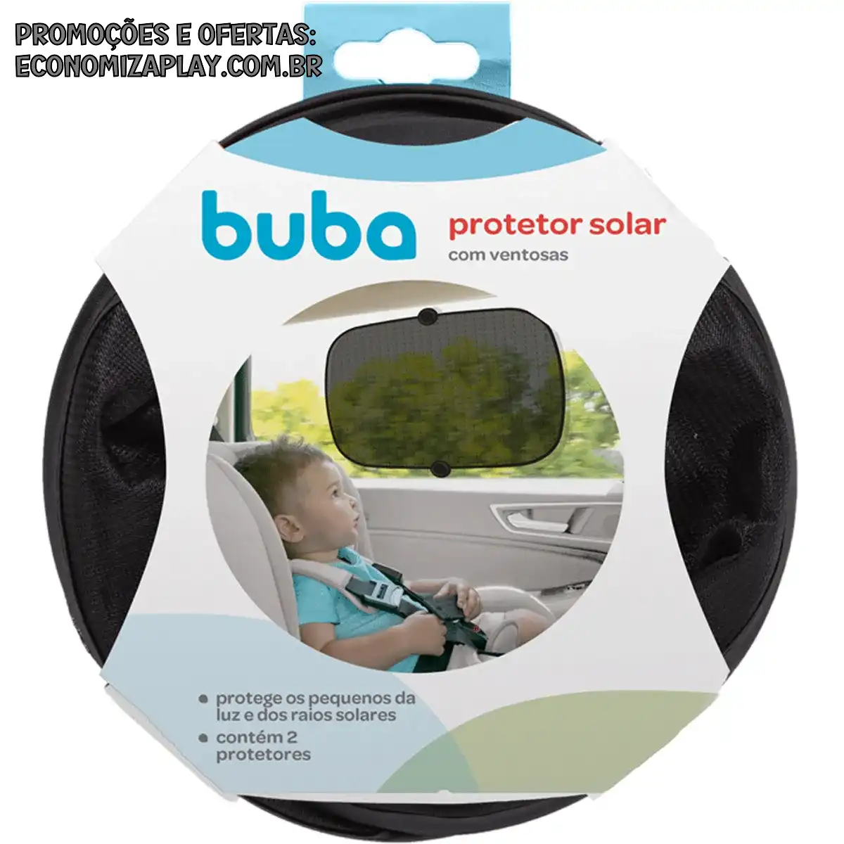 Kit 2 Protetores Solares Protetor Solar Para Carro com Ventosas Infantil Bebe Proteção Buba 10503