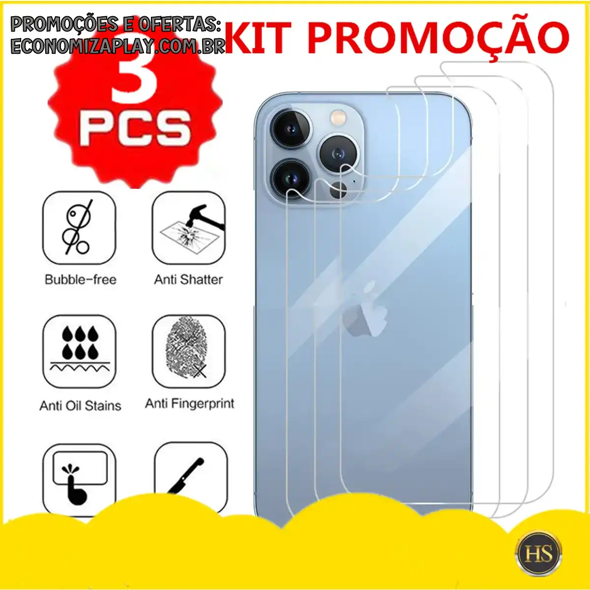 KIT Com 3 Pelicula De Traseira Ceramica Para Iphone Proteção iPhone 678 Plus Xs XR 11 Pro Max 12 13 Pro max 14 Plus