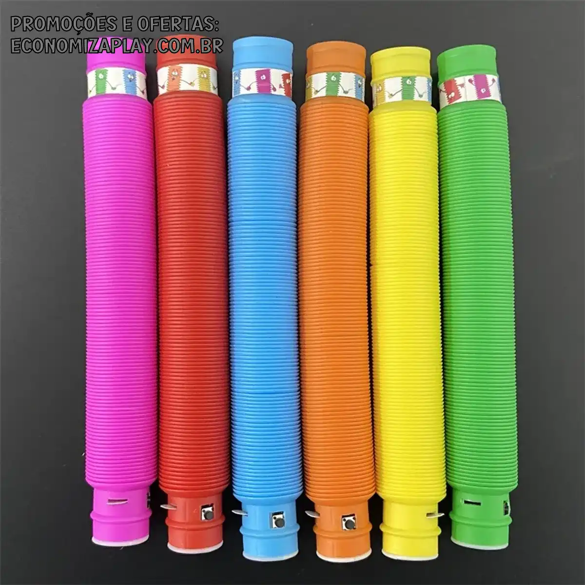 Kit Poptubes Com Led 2 4 ou 6 Uni Escolha a Quantidade Tubo Fidget Tube Toys Folding Pop It Cor Colorido