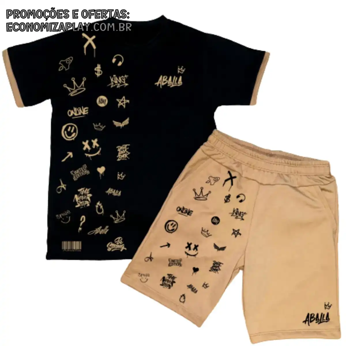 Conjunto Infantil Masculino Verão Kit 2 Peças Camiseta Bermuda Lançamento