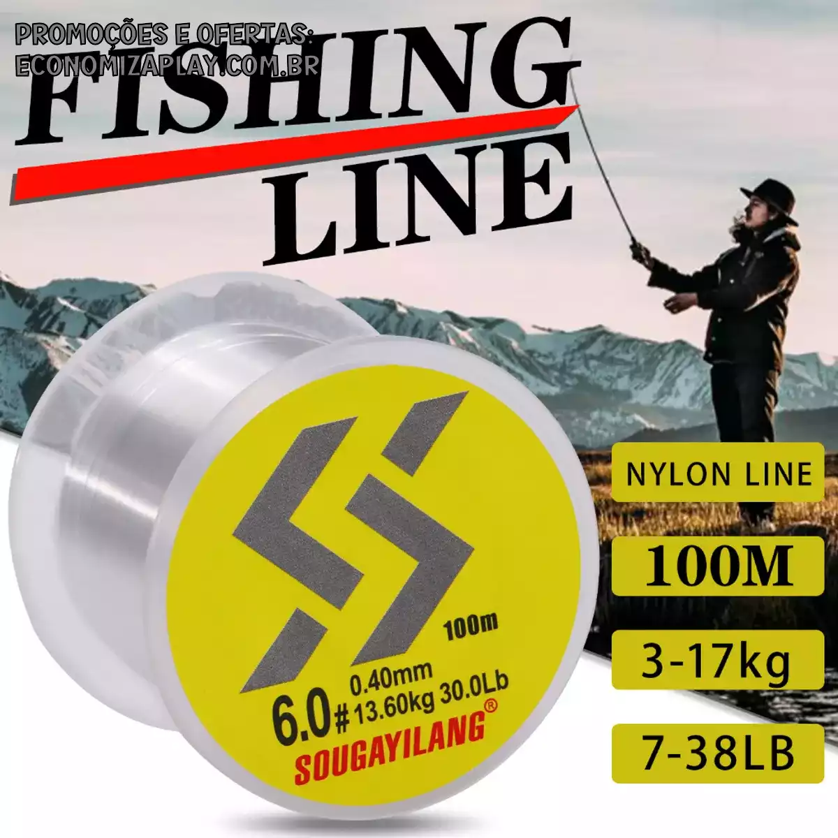 Sougayilang Linha De Pesca Transparente De Nylon 100M 014mm050mm Max Drag 38lb