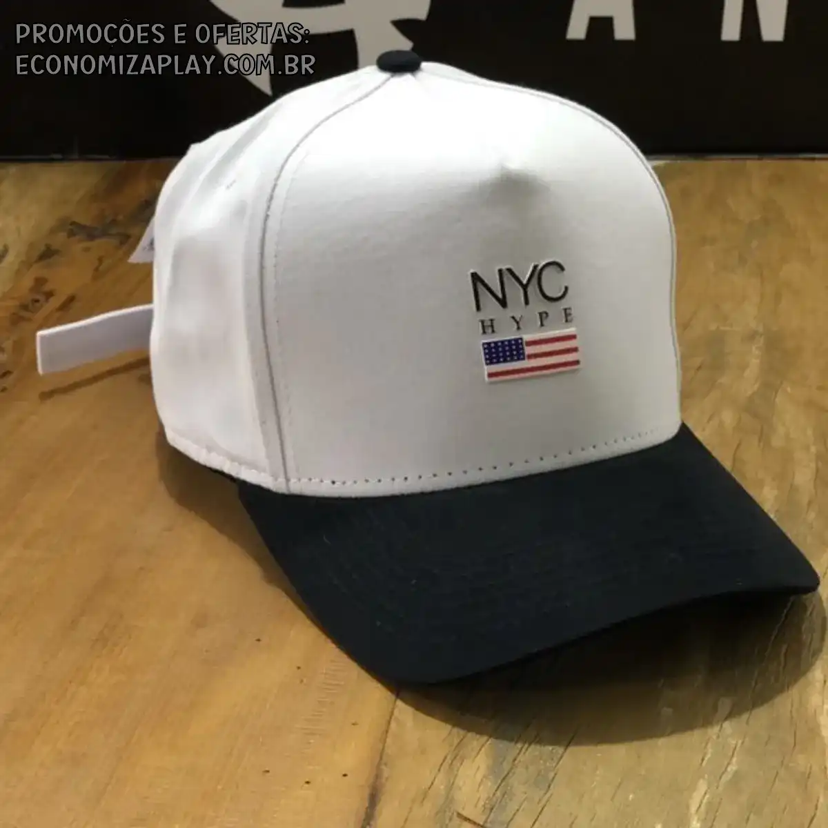 Boné bandeirinha NYC Hype New York City fita strapback branco
