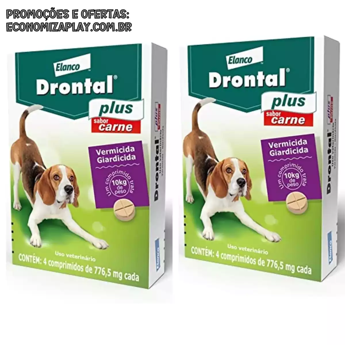 2 Drontal Plus Carne Cães 10kg Vermifugo 4 Comprimidos