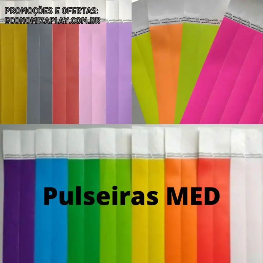 500 Pulseiras de identificação com 17 cores sortidas Med mínimo 100un por cor