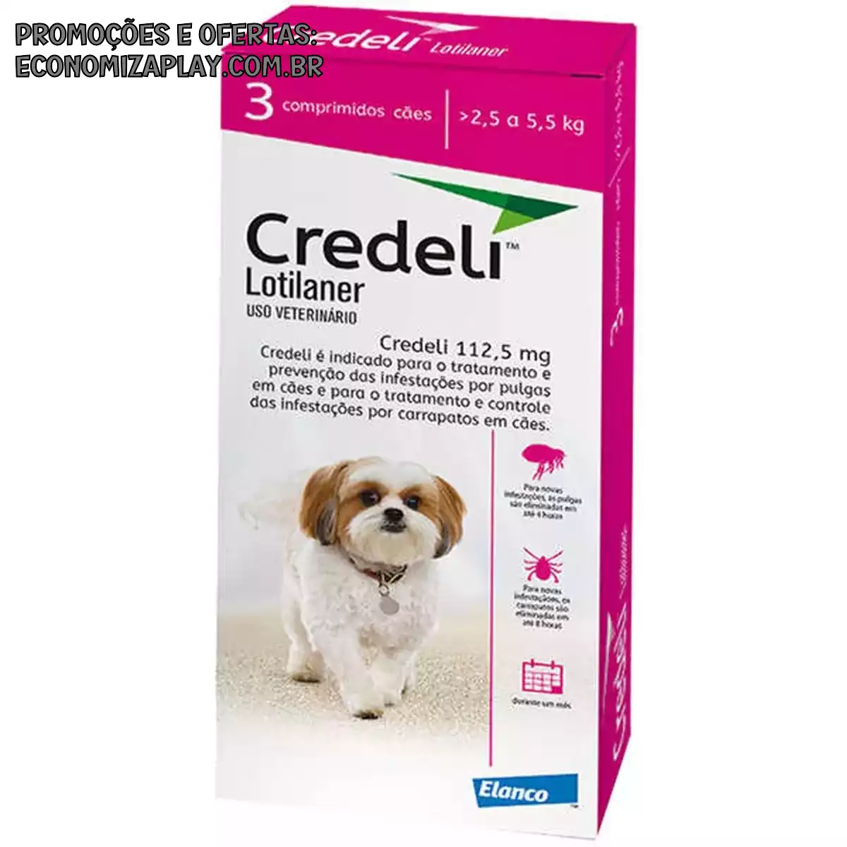 Credeli Elanco 1125 mg para Cães de 25 a 55 Kg 3 Comprimidos