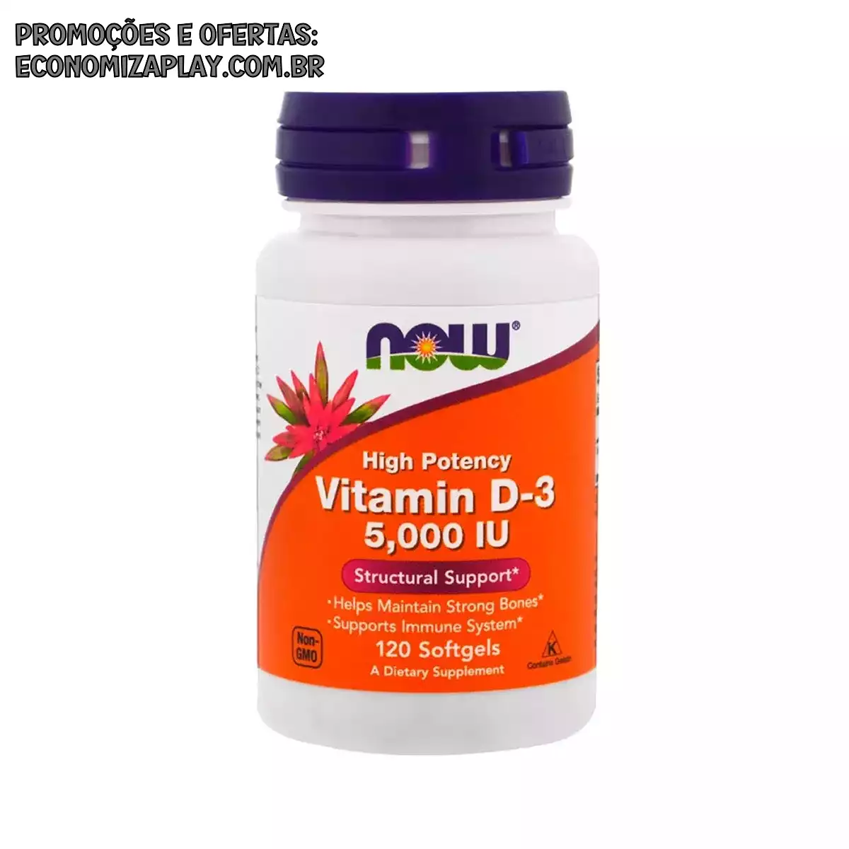 Vitamina D3 5000IU Alta potencia Now 120 Softgels