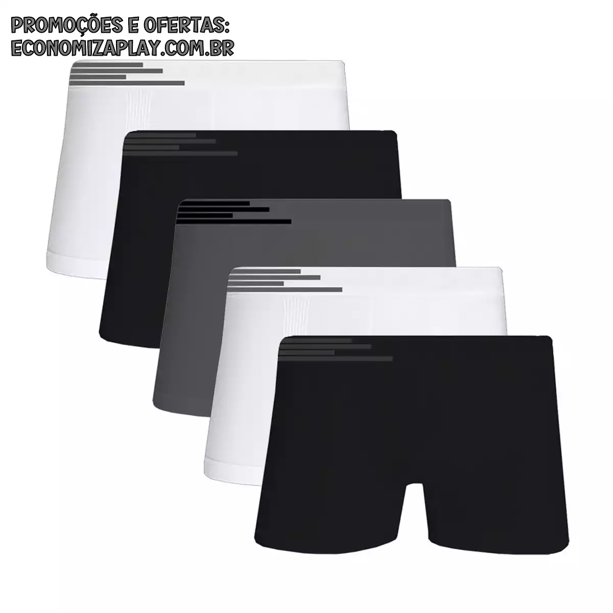 Kit C5 Cuecas Boxer Microfibra Up Underwear 436 Sortido