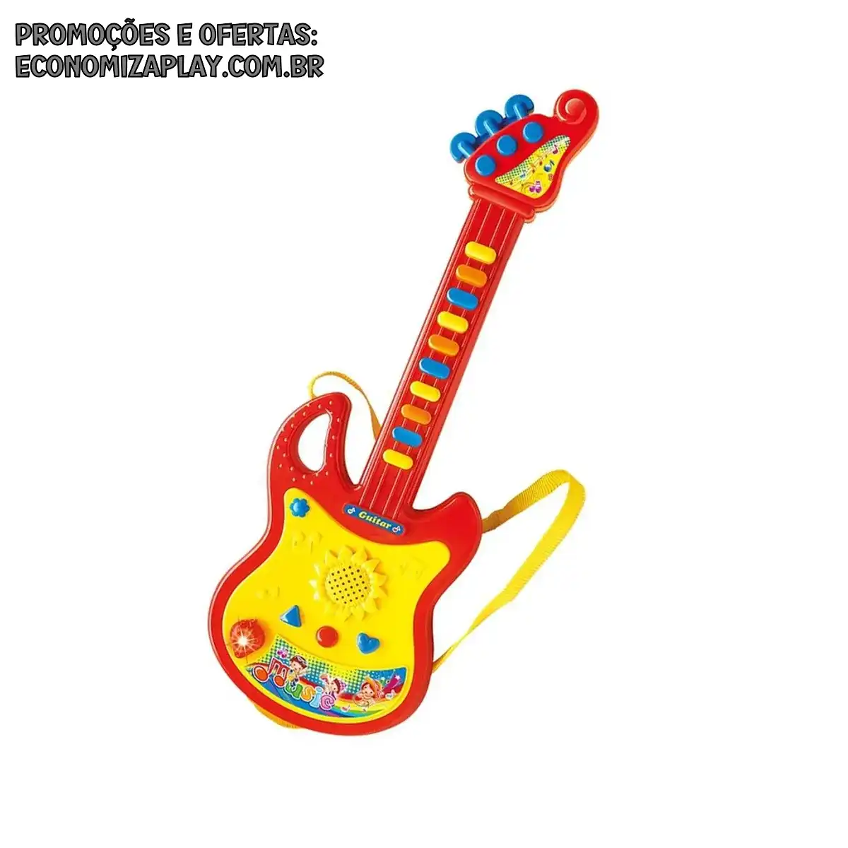 Brinquedo Mini Guitarra Eletronica Infantil Música Luz