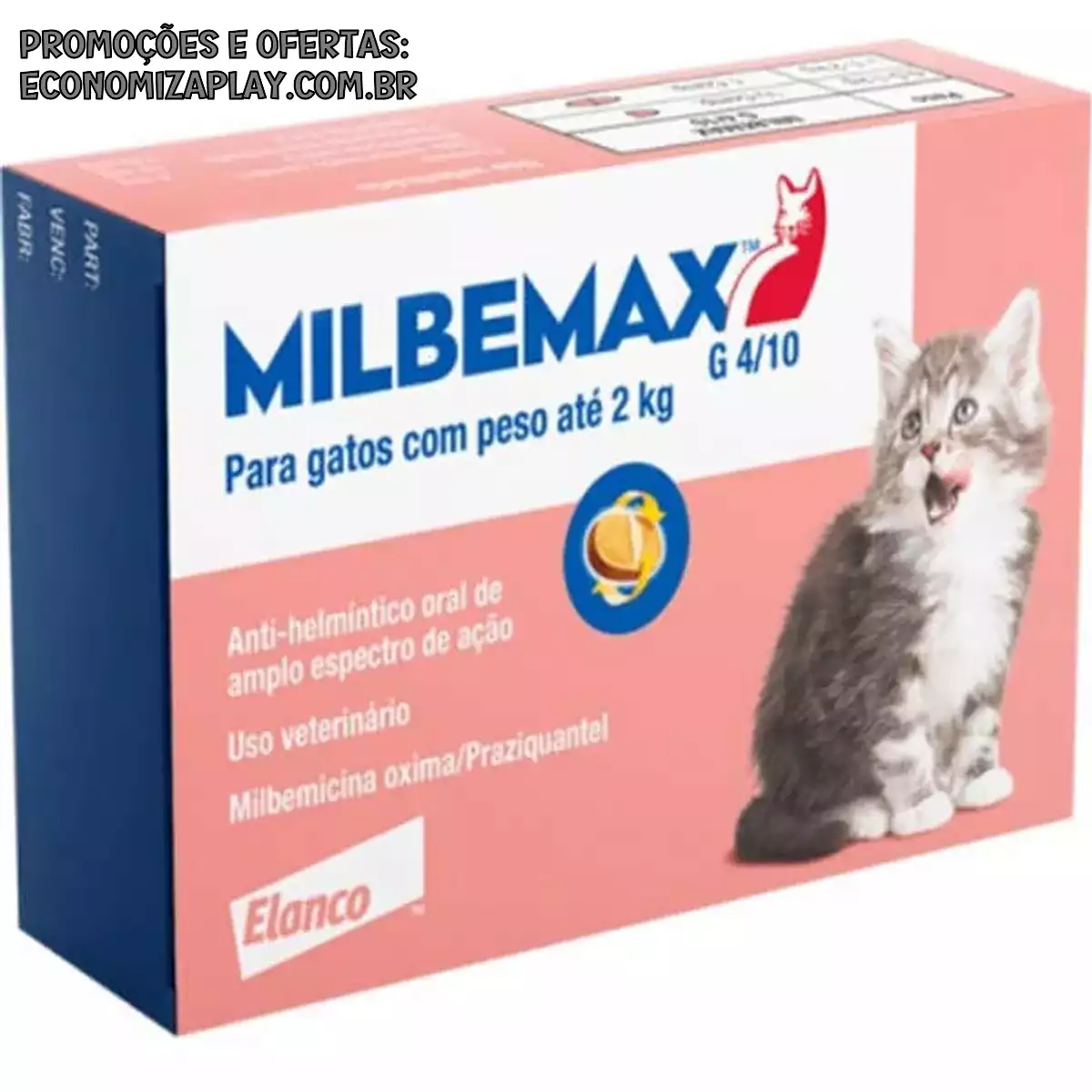 Milbemax FC para Gatos até 2 Kg Elanco Vermifugo 2 Comprimidos