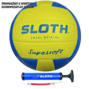 Bola de Volei Sloth SuperSoft Quadra Praia Pu Costurada Macia Bomba de Ar