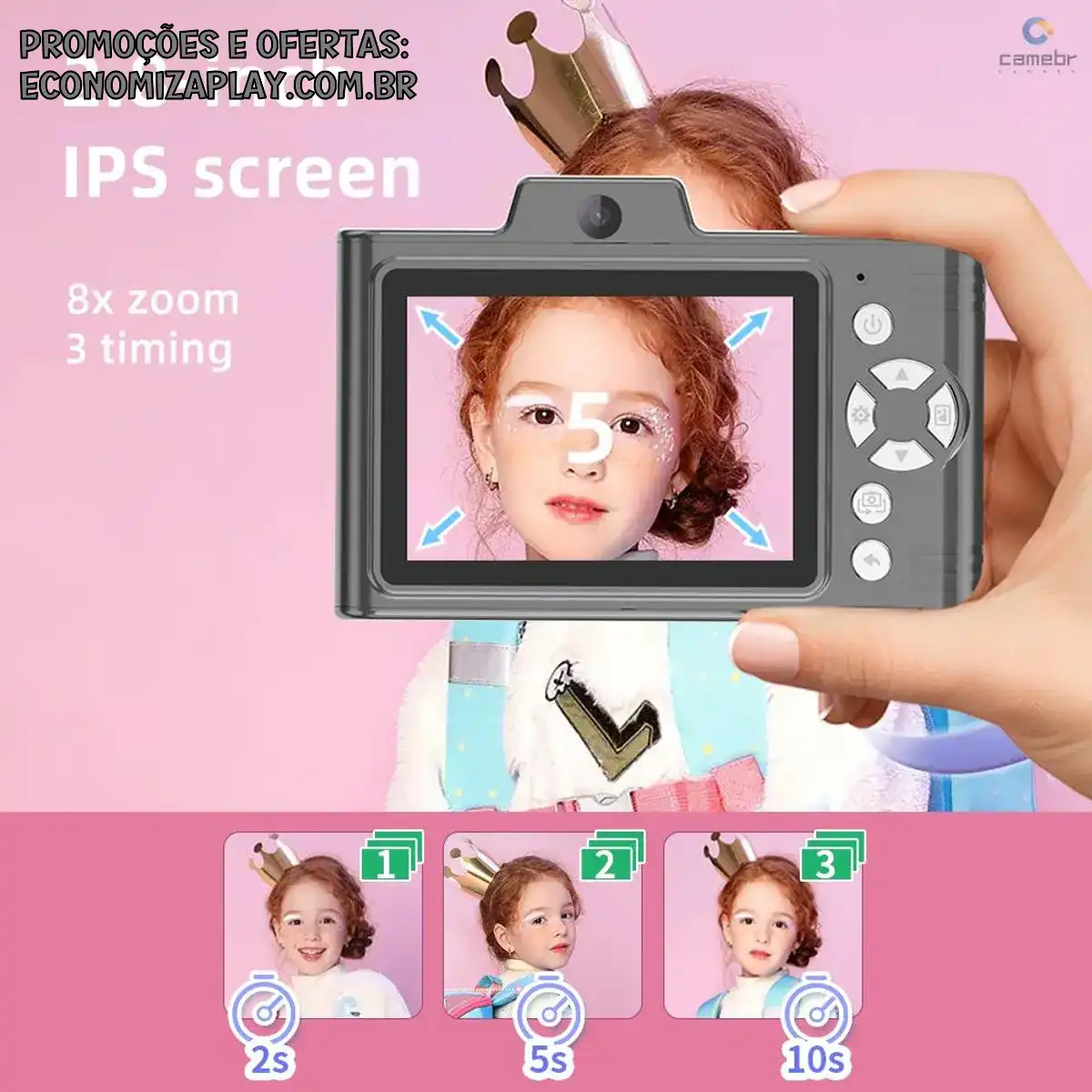 Câmera Portátil Para Crianças 1080P Compacta 48MP Lentes Duplas 8 × Óptica Zoom Suporte 32GB TF Cartão De Memória Mini CCD Com