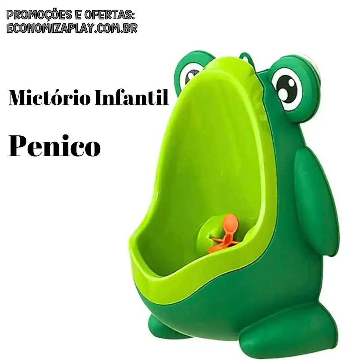 Pinico Mictório Infantil De Sapinho Menino Bebe Penico Com Alvo Giratório Ventosa Desfraude Criança
