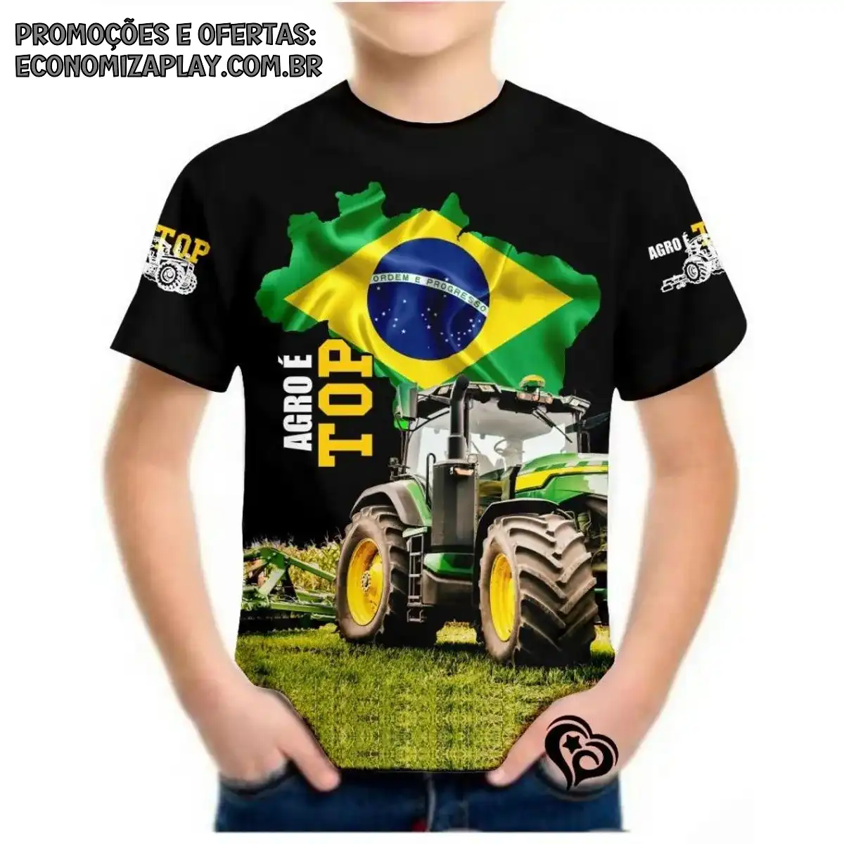 Camiseta Agro é Top Meninos Infantil Blusa Pecuaria Roça